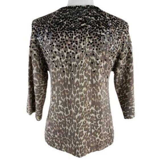 NWT Sequin animal print cardigan / chic sparkle knit topper – women’s - Picture 3 of 12